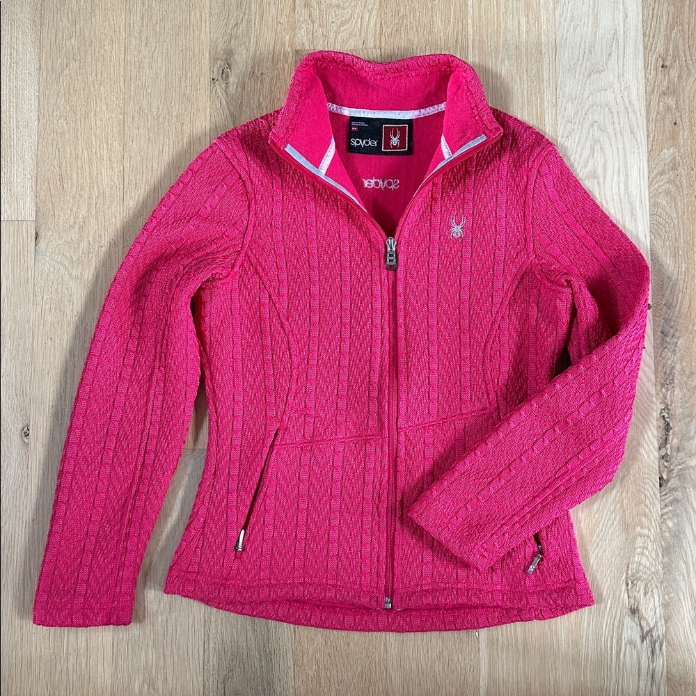 Spyder Vibrant Pink Cable Knit Jacket Size Medium